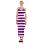 Horizontal Stripes - White and Purple Violet Fitted Maxi Dress
