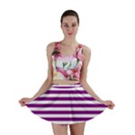 Horizontal Stripes - White and Purple Violet Mini Skirt