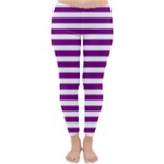Horizontal Stripes - White and Purple Violet Winter Leggings
