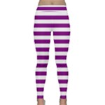 Horizontal Stripes - White and Purple Violet Yoga Leggings