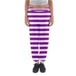 Horizontal Stripes - White and Purple Violet Women s Jogger Sweatpants