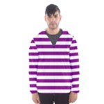 Horizontal Stripes - White and Purple Violet Hooded Wind Breaker (Men)