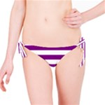 Horizontal Stripes - White and Purple Violet Bikini Bottom
