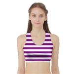 Horizontal Stripes - White and Purple Violet Women s Sports Bra with Border