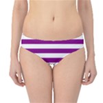 Horizontal Stripes - White and Purple Violet Hipster Bikini Bottoms