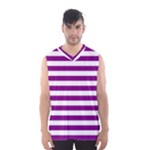 Horizontal Stripes - White and Purple Violet Men s Basketball Tank Top