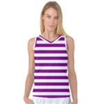 Horizontal Stripes - White and Purple Violet Women s Basketball Tank Top