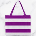 Horizontal Stripes - White and Purple Violet Mini Tote Bag