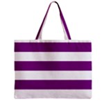 Horizontal Stripes - White and Purple Violet Zipper Mini Tote Bag