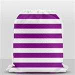Horizontal Stripes - White and Purple Violet Drawstring Bag (Small)