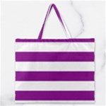 Horizontal Stripes - White and Purple Violet Zipper Large Tote Bag