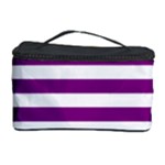 Horizontal Stripes - White and Purple Violet Cosmetic Storage Case
