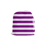Horizontal Stripes - White and Purple Violet Drawstring Pouch (M)