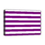Horizontal Stripes - White and Purple Violet Deluxe Canvas 18  x 12  (Stretched)