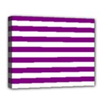 Horizontal Stripes - White and Purple Violet Deluxe Canvas 20  x 16  (Stretched)
