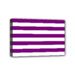 Horizontal Stripes - White and Purple Violet Mini Canvas 6  x 4  (Stretched)