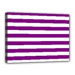 Horizontal Stripes - White and Purple Violet Canvas 16  x 12  (Stretched)