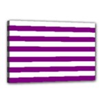 Horizontal Stripes - White and Purple Violet Canvas 18  x 12  (Stretched)