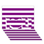 Horizontal Stripes - White and Purple Violet I Love You 3D Greeting Card (7x5)