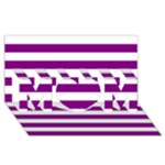 Horizontal Stripes - White and Purple Violet MOM 3D Greeting Card (8x4)