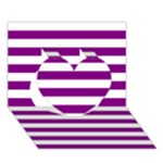 Horizontal Stripes - White and Purple Violet Heart 3D Greeting Card (7x5)