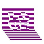 Horizontal Stripes - White and Purple Violet LOVE 3D Greeting Card (7x5)