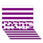Horizontal Stripes - White and Purple Violet HOPE 3D Greeting Card (7x5)