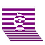 Horizontal Stripes - White and Purple Violet Ribbon 3D Greeting Card (7x5)