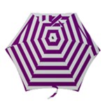 Horizontal Stripes - White and Purple Violet Mini Umbrella