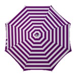 Horizontal Stripes - White and Purple Violet Golf Umbrella