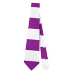 Horizontal Stripes - White and Purple Violet Necktie (Two Side)