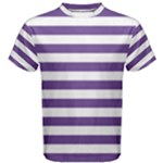 Horizontal Stripes - White and Dark Lavender Violet Men s Cotton Tee