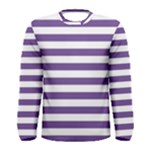 Horizontal Stripes - White and Dark Lavender Violet Men s Long Sleeve T-shirt