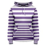 Horizontal Stripes - White and Dark Lavender Violet Women s Pullover Hoodie