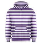 Horizontal Stripes - White and Dark Lavender Violet Men s Zipper Hoodie