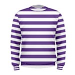 Horizontal Stripes - White and Dark Lavender Violet Men s Sweatshirt