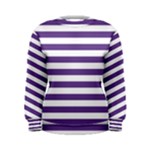 Horizontal Stripes - White and Dark Lavender Violet Women s Sweatshirt