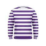 Horizontal Stripes - White and Dark Lavender Violet Kid s Sweatshirt