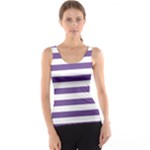 Horizontal Stripes - White and Dark Lavender Violet Tank Top