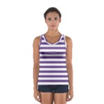 Horizontal Stripes - White and Dark Lavender Violet Women s Sport Tank Top