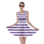Horizontal Stripes - White and Dark Lavender Violet Skater Dress