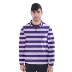 Horizontal Stripes - White and Dark Lavender Violet Wind Breaker (Men)