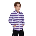 Horizontal Stripes - White and Dark Lavender Violet Wind Breaker (Kids)