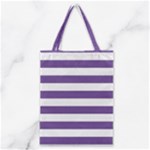 Horizontal Stripes - White and Dark Lavender Violet Classic Tote Bag