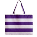 Horizontal Stripes - White and Dark Lavender Violet Zipper Mini Tote Bag