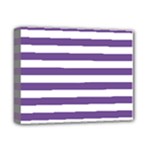 Horizontal Stripes - White and Dark Lavender Violet Deluxe Canvas 14  x 11  (Stretched)
