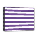 Horizontal Stripes - White and Dark Lavender Violet Deluxe Canvas 16  x 12  (Stretched)