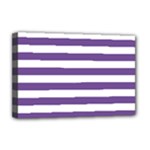 Horizontal Stripes - White and Dark Lavender Violet Deluxe Canvas 18  x 12  (Stretched)