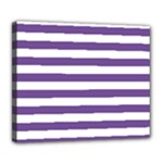 Horizontal Stripes - White and Dark Lavender Violet Deluxe Canvas 24  x 20  (Stretched)