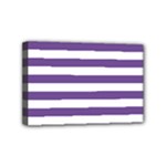 Horizontal Stripes - White and Dark Lavender Violet Mini Canvas 6  x 4  (Stretched)
